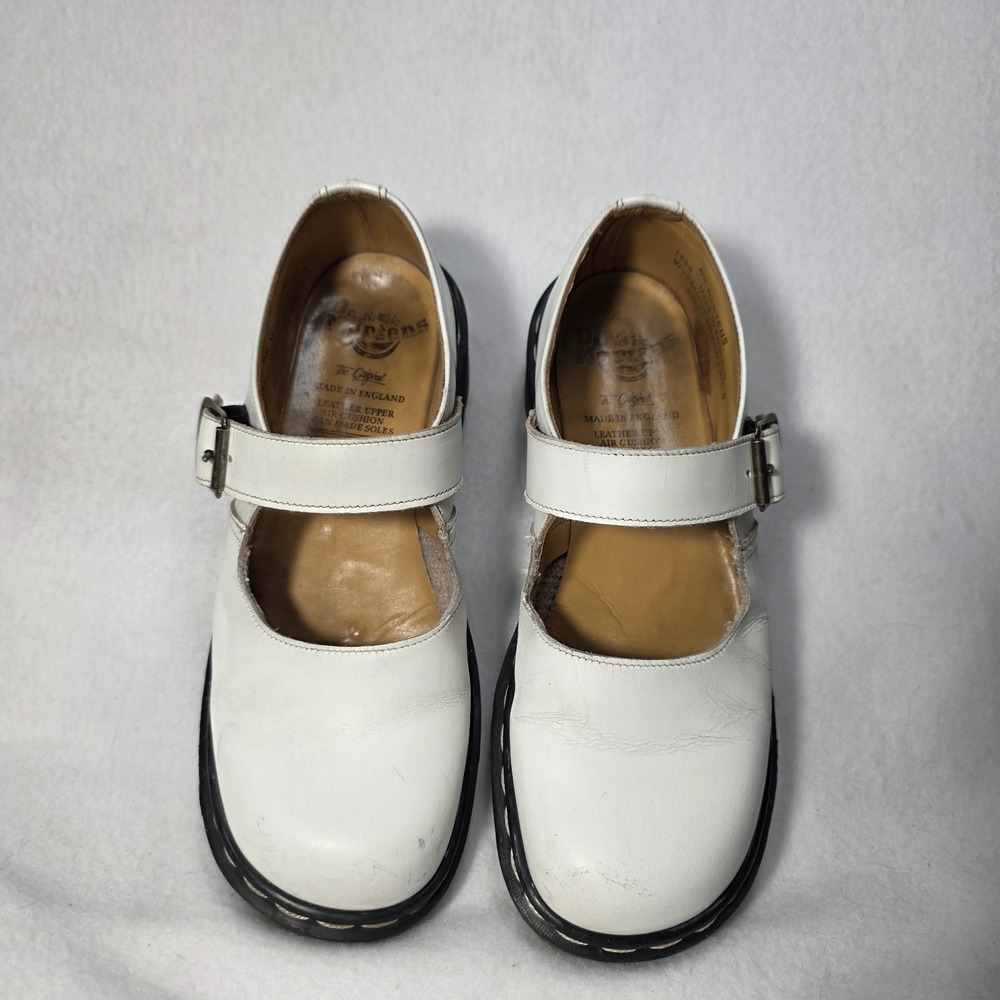 Vintage Dr Martens Rare White Leather Mary Janes Size 8 US/6 UK Made In England